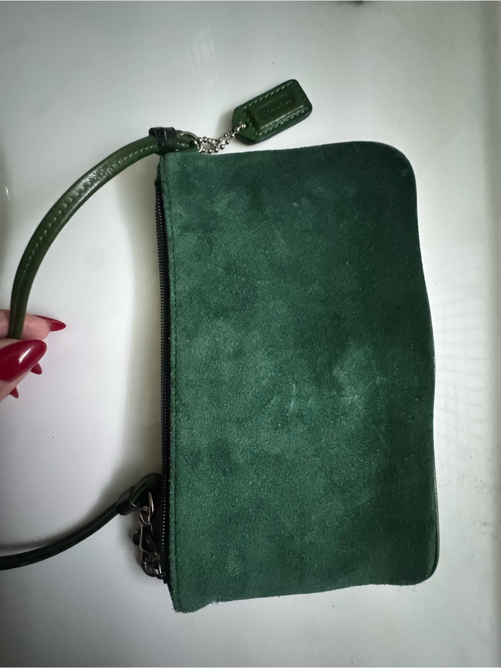 Vintage COACH soho emerald green suede purse wristlet - Picture 9 of 15